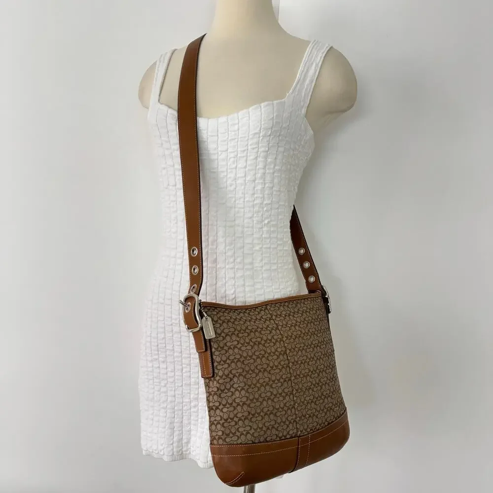 Coach Signature Canvas Crossbody Convertible Shoulder Bag Tan/Brown F10417
